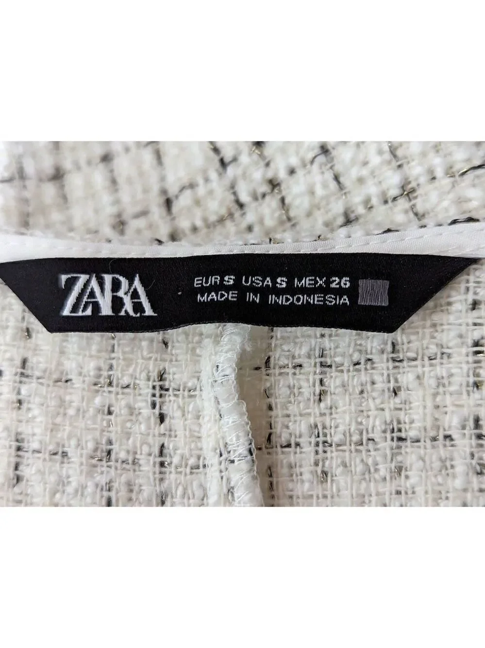 Zara Women's Textured Tweed Cotton Sleeves Body Fringe Hem Crop Top Size Small